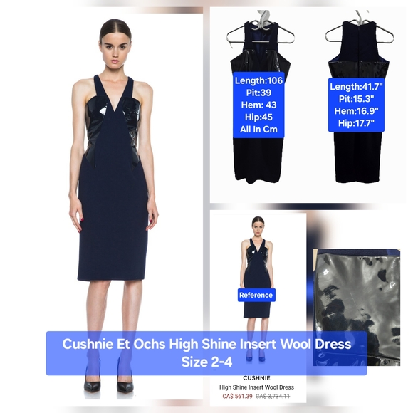 Cushnie et Ochs High Shine Insert Wool Dress Size 2-4 - Picture 1 of 8